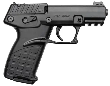 Kel-Tec P17 .22 LR pistol with 3.93" threaded barrel, 16+1 capacity, and black finish.