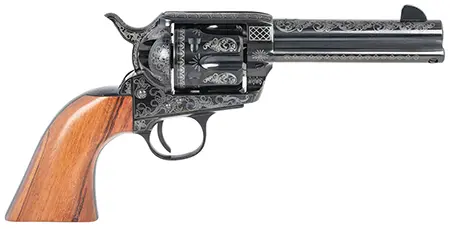 Pietta HF45LLE434NMBW 1873 Great Western II Sports South Exclusive 45 Colt (Long Colt) 6rd 4.75" Blued Engraved Steel Barrel & Cylinder, Blued Engraved Steel Frame, Walnut Grip, Exposed Hammer