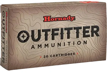 Hornady Outfitter .300 WSM 180 Grain CX ammo for tough hunting conditions, featuring lead-free construction and deep penetration.