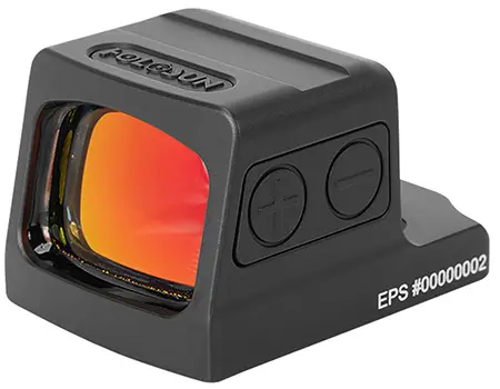 Holosun EPS Carry Green 2 MOA Dot Sight with black anodized 7075 T6 aluminum housing and Shake Awake technology.