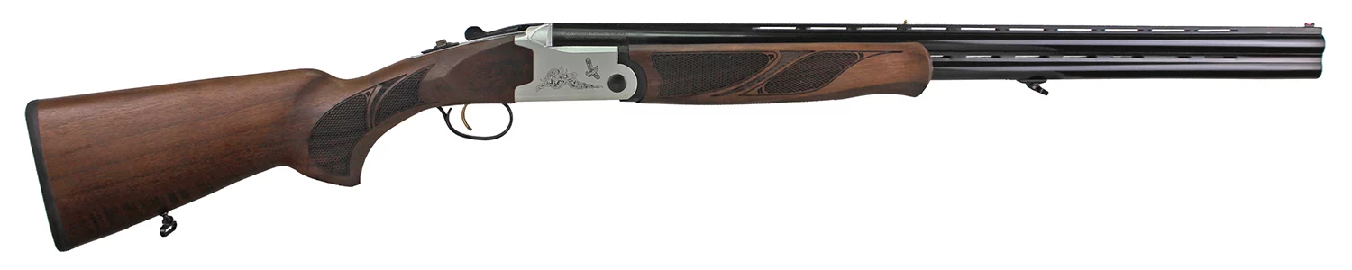 Iver Johnson Arms IJ600410LW28S IJ600 Lightweight Full Size 410 Gauge Break Open 3" 2rd 28" Black Over/Under Vent Rib Barrel, Silver Engraved Aluminum Receiver, Fixed Walnut Wood Stock, Ambidextrous