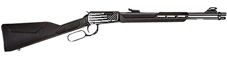 Rossi RL22W201SYEN18 Rio Bravo Full Size, Lever Action 22 WMR 12+1, 20" Polished Black Steel Barrel, Polished Black w/Lighting US Flag Engraving Steel Receiver, Black Fixed Stock, Right Hand