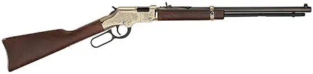 Henry H004VD4 Golden Boy Deluxe 4th Edition .17 HMR lever-action rifle with 20" octagon barrel, engraved brasslite receiver, and American walnut stock