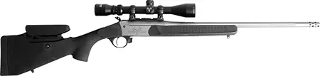 Traditions Outfitter G3 Pro rifle in .360 Buckhammer with adjustable black synthetic stock and mounted scope