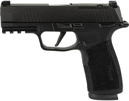 SIG Sauer P365 9mm pistol with 3.7-inch barrel, manual safety, optic-ready slide, and 10-round magazine