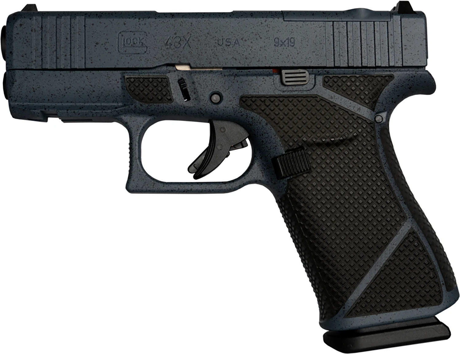 Glock G43X MOS 9mm pistol with Urban Stonewash Cerakote, 3.41" barrel, optic-ready slide, and 10-round capacity