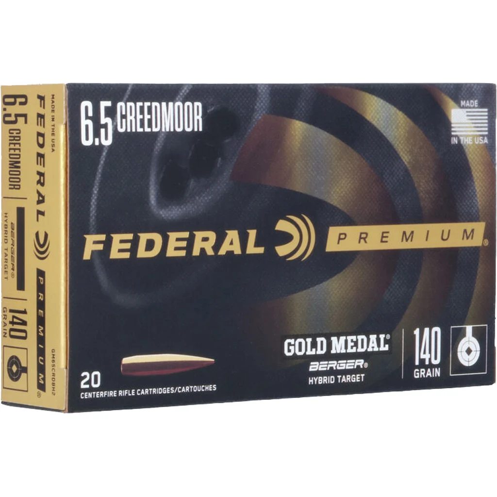 Federal Gold Medal Berger 6.5 Creedmoor 140 grain Berger Hybrid Target ammunition, part number GM65CRDBH2.