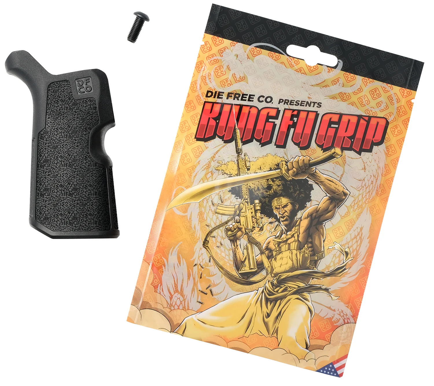 Die Free Co Kung Fu Grip AR-15 pistol grip in black nylon with 12-degree angle