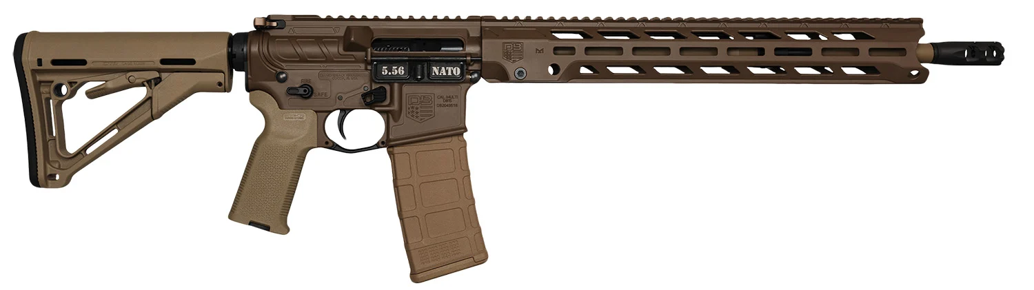 Diamondback DB15 5.56 NATO rifle with 16-inch Black Nitride barrel and Flat Dark Earth Cerakote finish