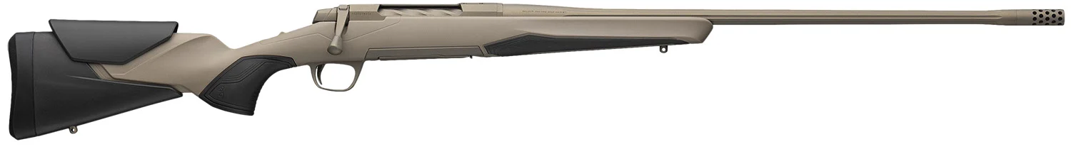 Browning X-Bolt 2 Speed Suppressor Ready 300 PRC bolt-action rifle with 22-inch fluted barrel, Smoked Bronze Cerakote finish, and OVIX camo Vari-Tech stock
