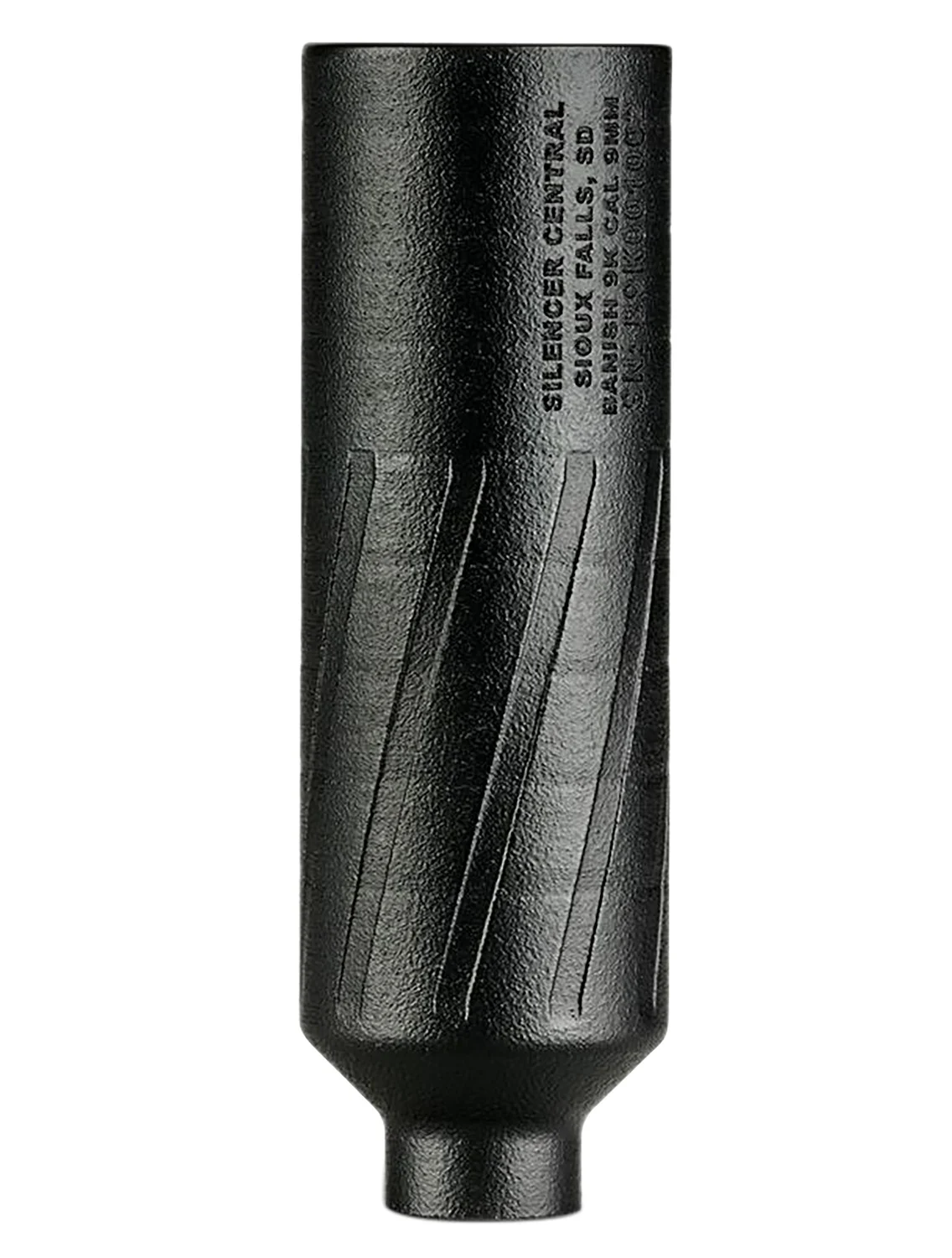 Banish 9K 9 mm suppressor in black titanium, 1.30″ diameter, 4.1″ length