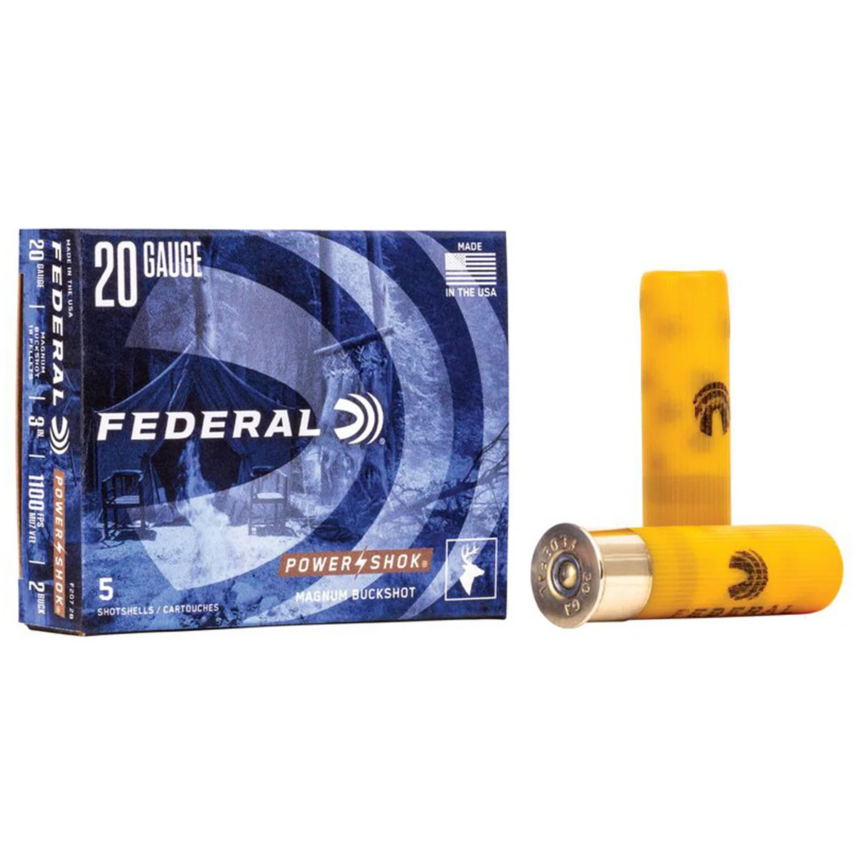 Federal F2072B Power Shok Buckshot 20 ga 3" 18 Pellets 2 Buck Shot 5Bx/50Cs - Image 2
