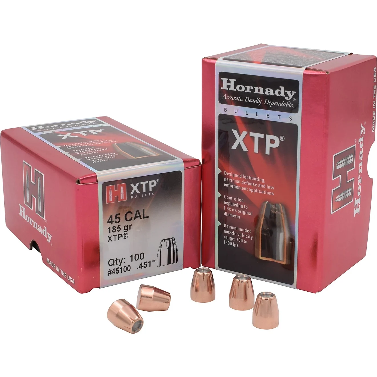 Hornady 45 Caliber .451 Diameter 185 Grain XTP Bullets – 100 Count