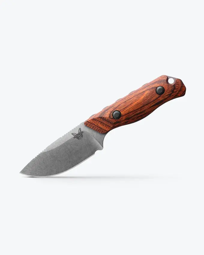 Benchmade Hidden Canyon Hunter 15017 Fixed Blade Knife with Stabilized Wood Handle and CPM-S30V Drop Point Blade.