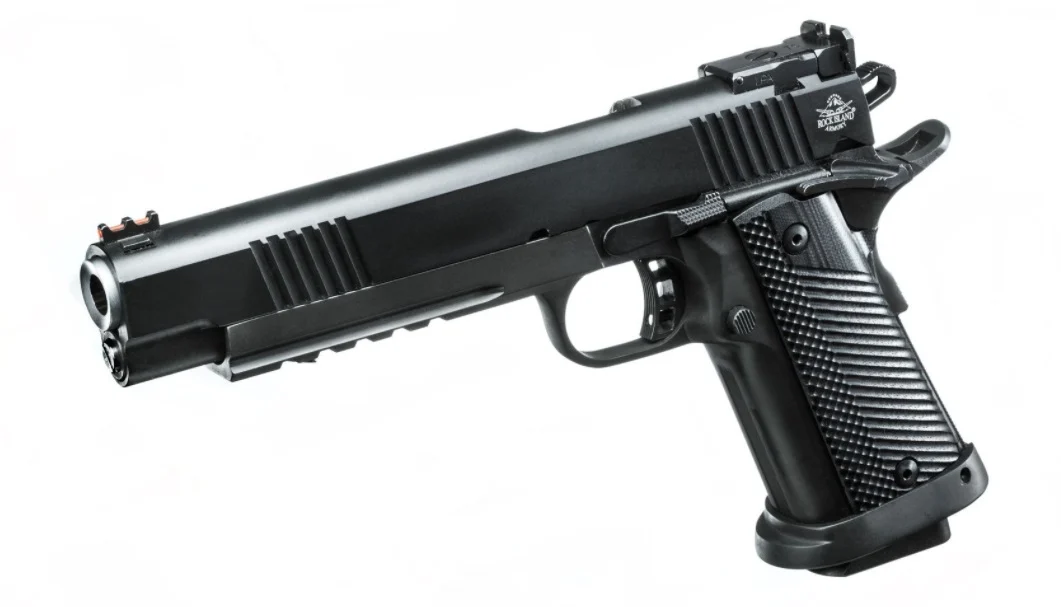 Rock Island Armory Pro Match Ultra HC 1911 pistol chambered in 10mm with 6-inch barrel, parkerized finish, and 16-round double-stack magazine