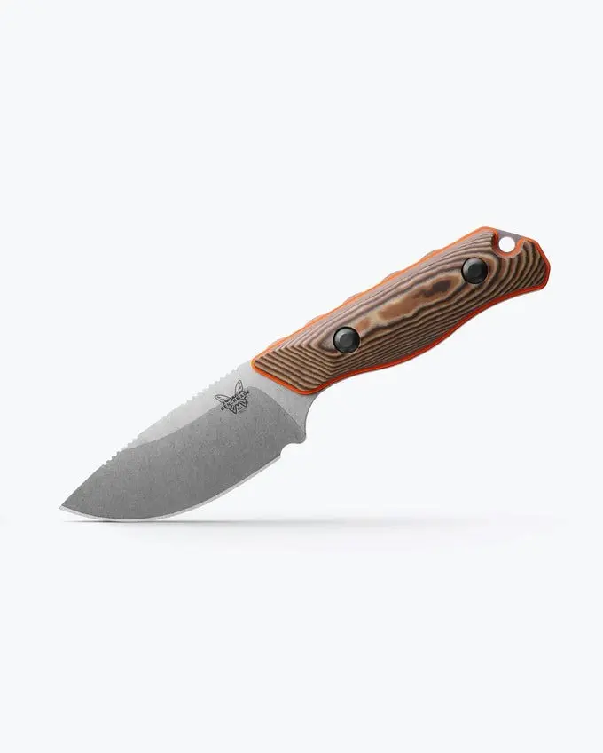Benchmade Hidden Canyon Hunter 15017-1 Fixed Blade Knife with CPM-S90V steel blade and Richlite/Orange G10 handle.