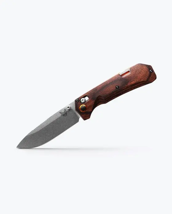 Benchmade Grizzly Creek 15062 Manual Folding Knife with CPM-S30V blade and Stabilized Wood Handle.
