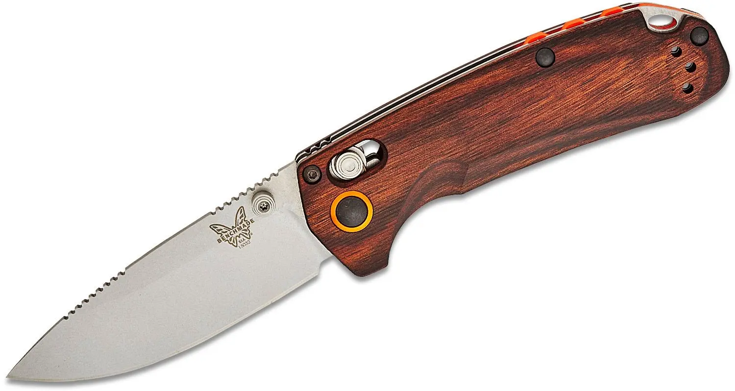 Benchmade North Fork 15032 Manual Folding Knife with CPM-S30V blade and Stabilized Wood Handle.