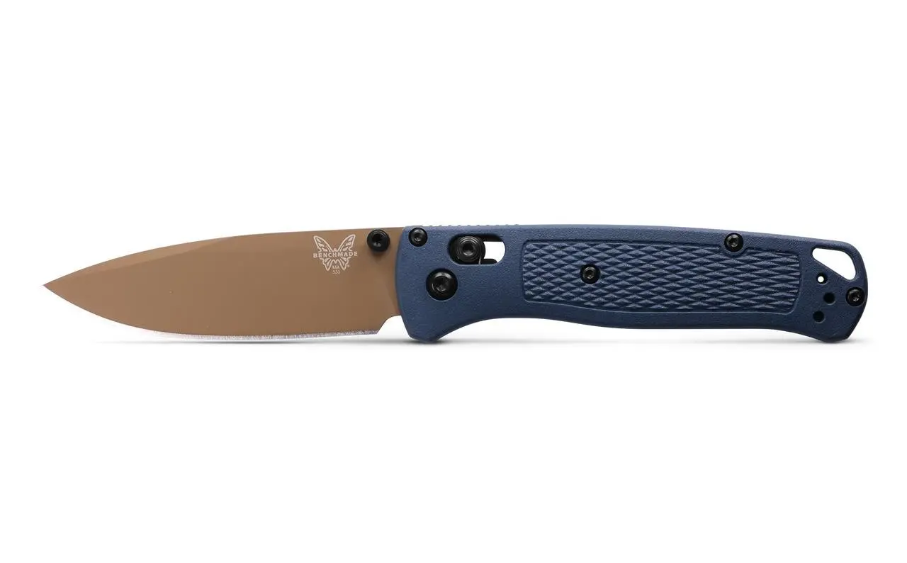 Benchmade Bugout 535FE-05 EDC Knife with Crater Blue Handle and Flat Earth Blade