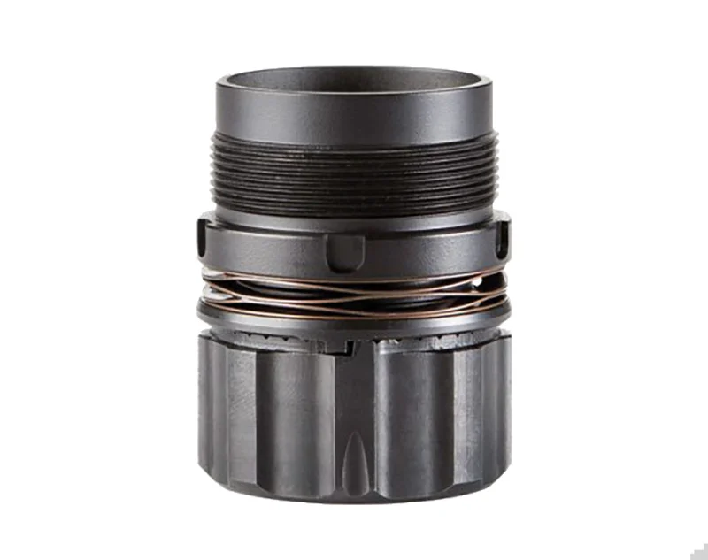 Dead Air DA428 Key-Mo adaptor in black Cerakote nitride steel, for Primal, Nomad, Sandman suppressors