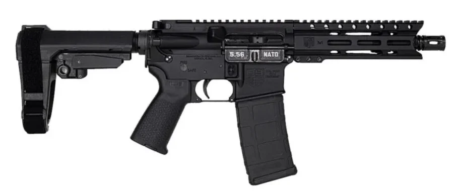 Diamondback DB15 AR pistol with 7″ black nitride barrel, 6″ M‑LOK handguard, SBA3 brace