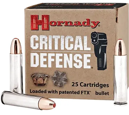 Hornady Critical Defense .30 Carbine 110 Grain FTX self-defense ammo with reliable expansion, deep penetration, and superior terminal ballistics.
