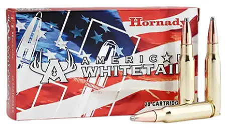 Hornady American Whitetail .308 Winchester 150 Grain SP ammo for precision deer hunting and reliable performance.