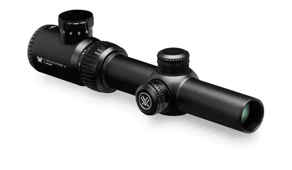 Vortex Crossfire II 1-4x24 riflescope with V-Brite illuminated reticle for tactical precision.