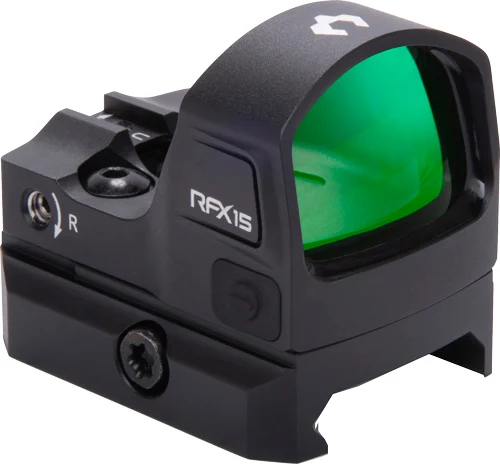Viridian RFX15 micro reflex sight with 3 MOA green dot, black aluminum housing, Shield footprint and Picatinny mount