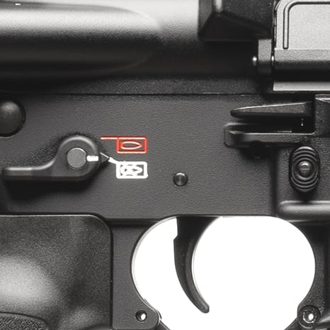 HK MR556 A4 ambidextrous safety, magazine release and bolt release, right side