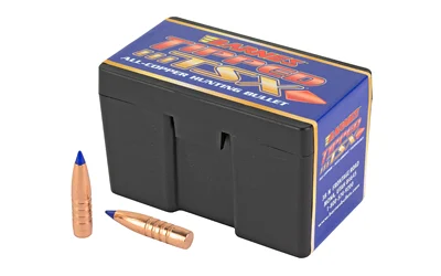 Barnes 30300 TTSX BT Bullets – 7mm (.284 inches) 140-grain Tipped Triple-Shock X (TTSX) Boat Tail bullets with polymer tips, designed for hunting medium to large game, packaged 50 per box