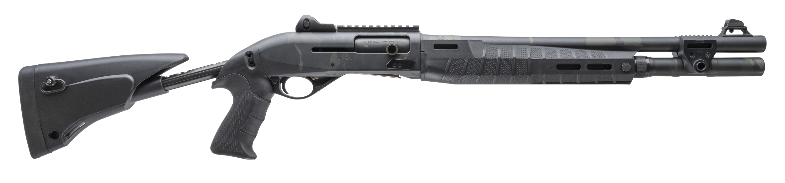 Benelli M2-G1 Tactical 11622 12 Gauge 18.5-inch MultiCam Black Semi-Automatic Shotgun with Collapsible Stock