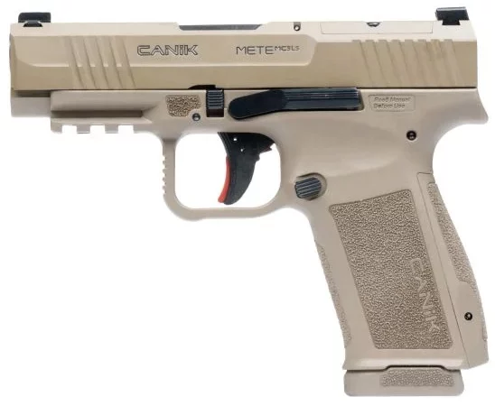 Canik Mete MC9 LS FDE 9mm pistol, flat dark earth finish, 3.63-inch barrel, striker-fired, 17-round capacity, compact handgun.