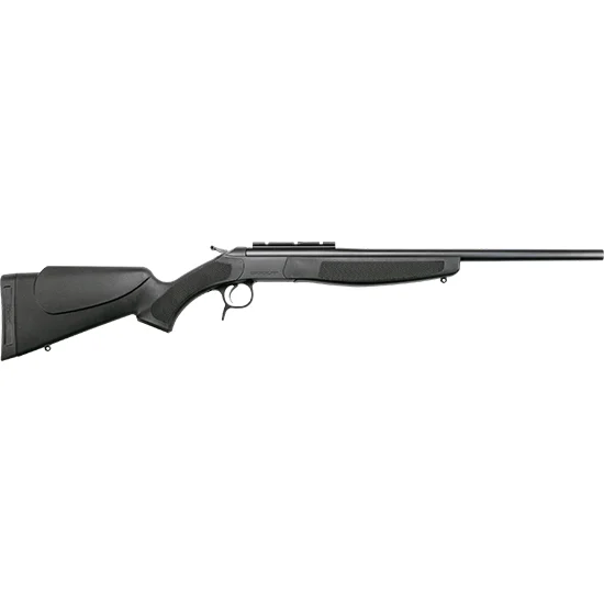 CVA Scout Compact single-shot 6.5 Creedmoor rifle with 20-inch blued barrel and black synthetic stock