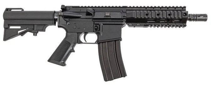 DPMS “Kitty Kat” 300AAC Blackout AR pistol with 7.5 inch barrel and 6.5 inch quad rail with DPMS CAR style pistol brace in Plain Dealing Louisiana