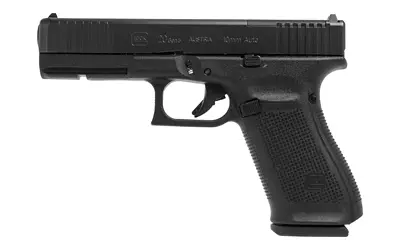 Glock G20 Gen5 MOS 10mm pistol featuring a 4.61-inch barrel, black finish, and fixed sights.