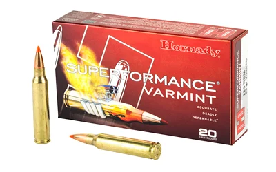 Hornady Superformance .223 Remington 53 Grain V-MAX ammo for high-velocity varmint hunting and precision shooting.