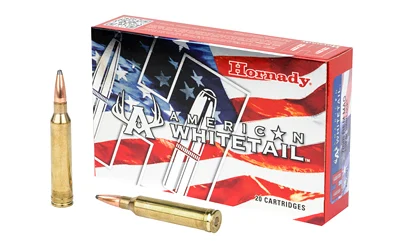 Hornady American Whitetail 7mm Remington Magnum 139 Grain InterLock SP ammunition with exposed lead tip for controlled expansion and reliable performance.