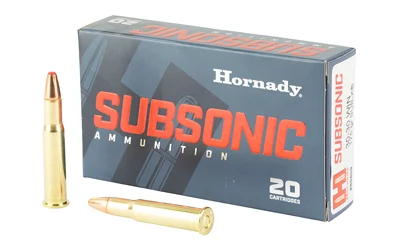 Hornady Subsonic 30-30 Winchester 175 Grain Sub-X ammo for suppressed hunting, deep penetration, and quiet performance.