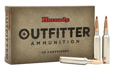 Hornady Outfitter .308 Winchester 150 Grain CX ammunition with corrosion-resistant nickel-plated cases and sealed primers for dependable performance.