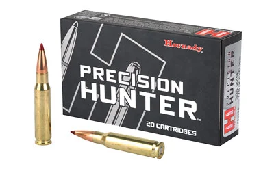 Hornady Precision Hunter .308 Winchester 178 Grain ELD-X ammunition with Heat Shield® tip for superior accuracy and terminal performance.