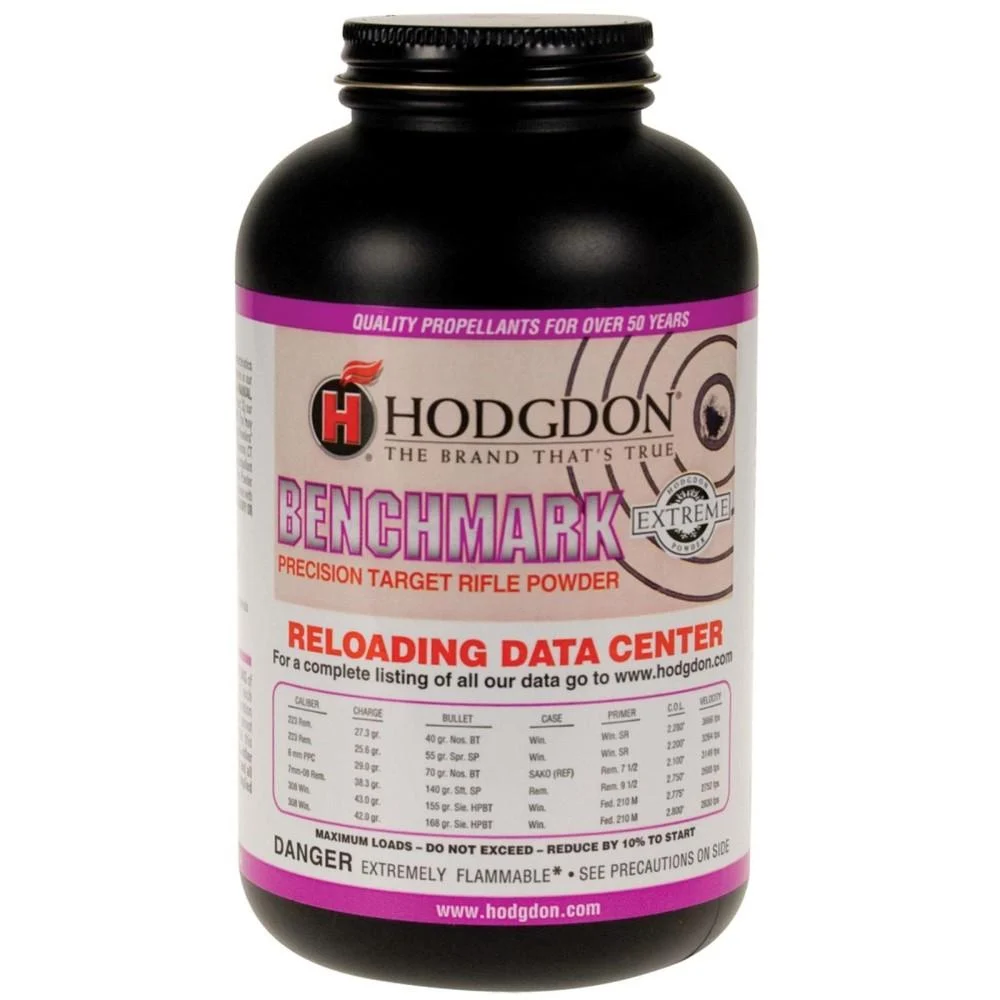 Hodgdon Benchmark 1LB extruded rifle powder container