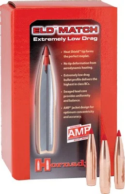Hornady 6.5mm 140-grain ELD-M bullets, 100-count box, designed for precision long-range target shooting and extreme accuracy.