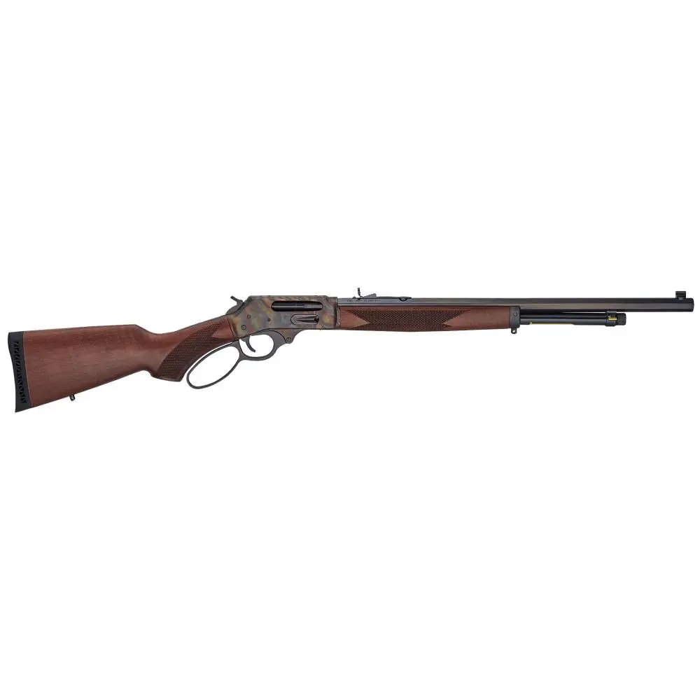 Henry Color Case Hardened Side Gate .45-70 lever-action rifle with 22" barrel, 4-round capacity, American walnut stock, and case hardened steel receiver