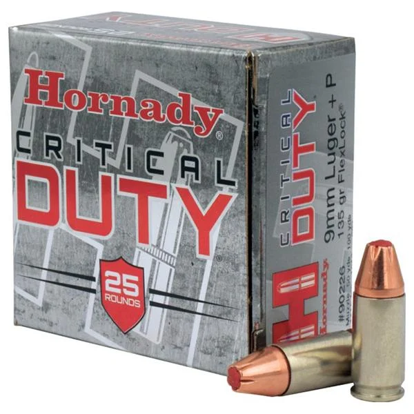 Hornady 9mm Luger +P 135 grain FlexLock Critical Duty handgun ammunition in Ringgold Louisiana