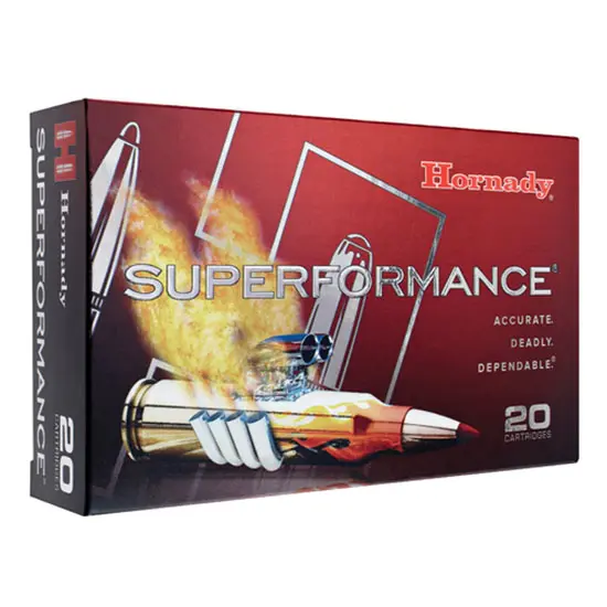 Hornady Superformance 7mm Remington Magnum 162 Grain SST hunting ammunition with high velocity and rapid expansion for effective medium to large game hunting.