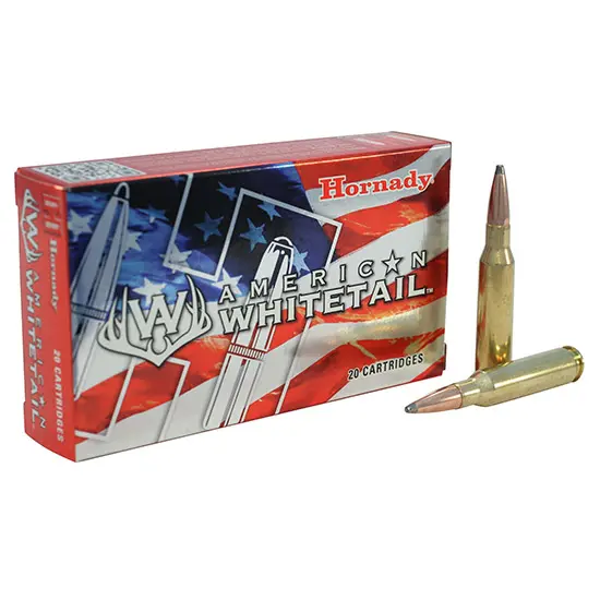 Hornady American Whitetail .308 Winchester 165 Grain InterLock SP hunting ammunition with controlled expansion and deep penetration.