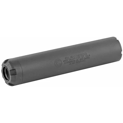 SilencerCo Sparrow 22 suppressor in black stainless steel, direct-thread configuration