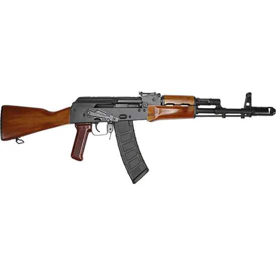 Riley Defense RAK74‑C in 5.45×39 with 16″ chrome-lined barrel and classic teak wood furniture