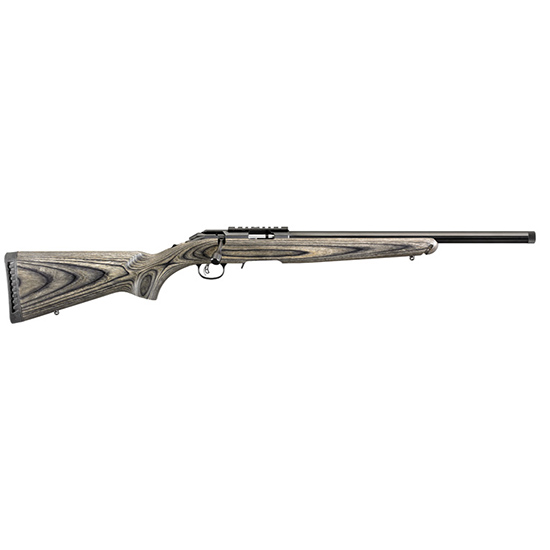 Ruger American Rimfire Target Rifle, .22 WMR, 18′′ Threaded Barrel, 9 Rounds, Satin Blued, Black Laminate Stock – 8349